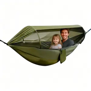 Outdoor Hammock with Mosquito Net and Sunshade,Portable for Outside & Indoor Use, 200lbs Capacity, Easy Assembly, Carrying Bag Included