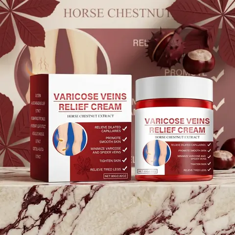 Varicose Veins Relief Moisturizer (80g Regular Edition) - HorseChestnut Extract Body Cream, Moisturizing Hydrating Firming Daily Evening Care for Swollen Legs, Improved Circulation, Fast-Absorb Balm