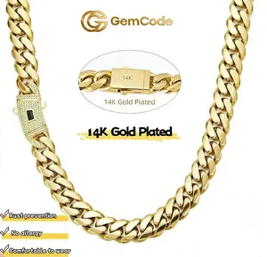 【New】14k Real Gold-Plated Cuban Link tech Chain white stone Necklace Jewelry for Men Women Gift for Lovers,Couples style Miami hip hop style craftsmanship Timeless,Colorfast Stainless Steel AntiRust AntiFriction WaterProof FadeProof Hypoallergenic durable