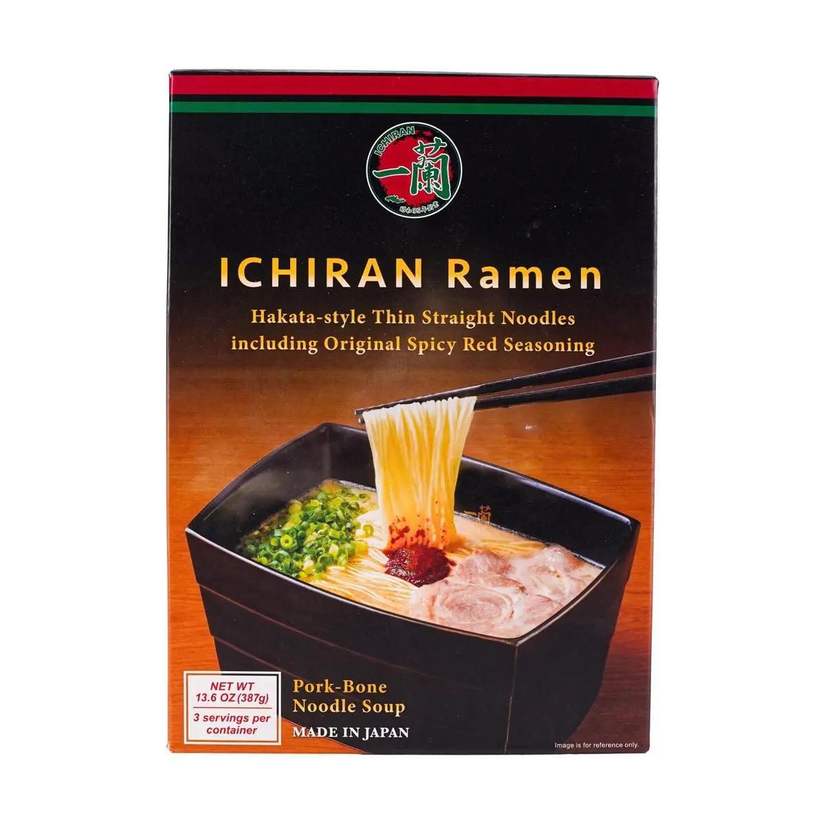 Ichiran Ramen Hakata Thin Noodles Tonkotsu Flavor 3 Servings 387g Authentic Japanese Instant Noodles with Secret Red Seasoning - US Version