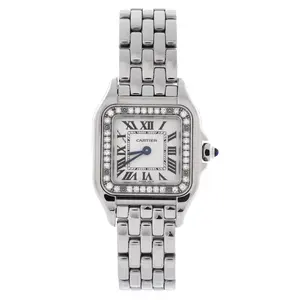 Pre-owned Cartier Panthere de Cartier Quartz Watch Stainless Steel with Diamond Bezel 22 by Rebag