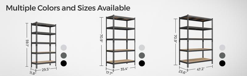 SONGMICS 5-Tier Storage Shelves, Load 2310 lb, Garage Storage, Boltless Assembly, Adjustable Shelving Unit,  for Study Shed Basement