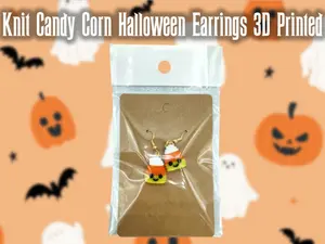 Knit Candy Corn Halloween Dangle Drop Earrings 3D Printed