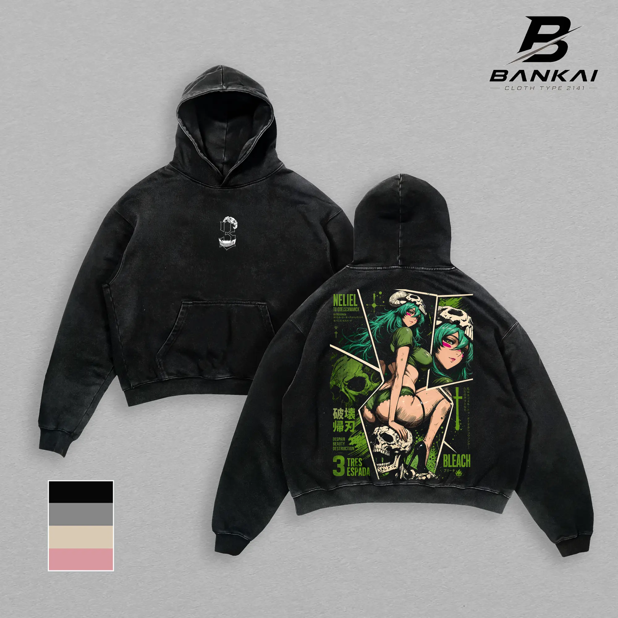Neliel Bleach T-Shirt Hoodie Sweatshirt Tank Top Vintage Washed Oversized Streetwear Graphic Tee Anime Merch