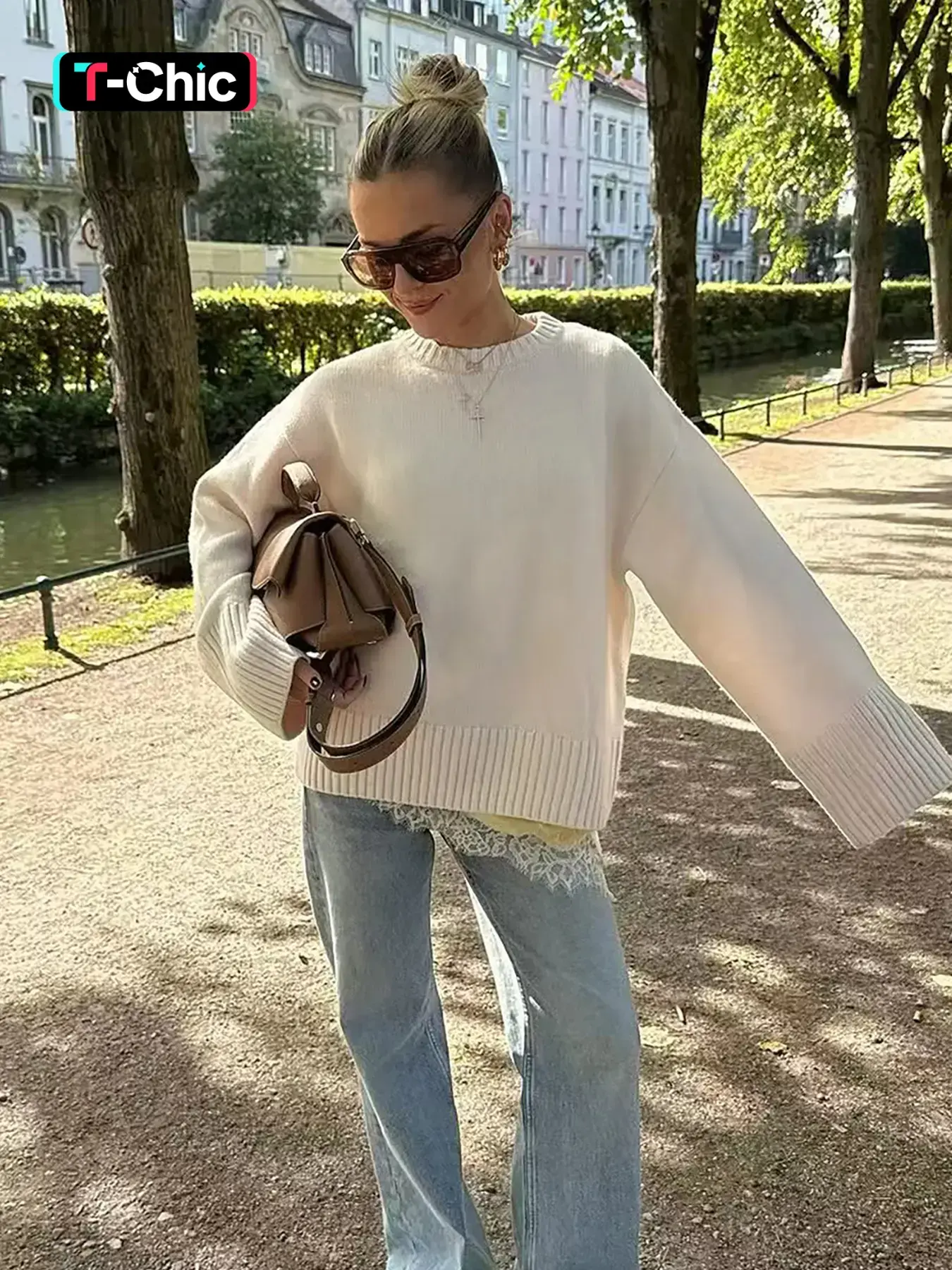 Women's Fall Winter Solid Color Round Neck Long Sleeve Casual Loose Knit Pullover Sweater, Simple Knitted Woolen Top Knitwear
