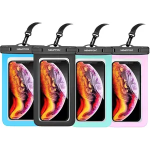 4 Pack 8.5“ Waterproof Cell Phone Pouch - Underwater Dry Bag Case Lanyard - Water Proof Clear Holder Protector for iPhone 16 15 14 Pro Max Plus Samsung Galaxy S25 Ultra Note for Beach Swimming