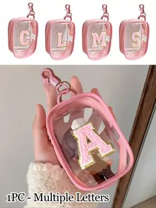 Portable mini transparent zippered storage bag, Zipper pouches, compact multi-functional storage bag, earphone charger storage box with key ring, transparent travel accessory, suitable for storing small items, data cable storage bag Organizer