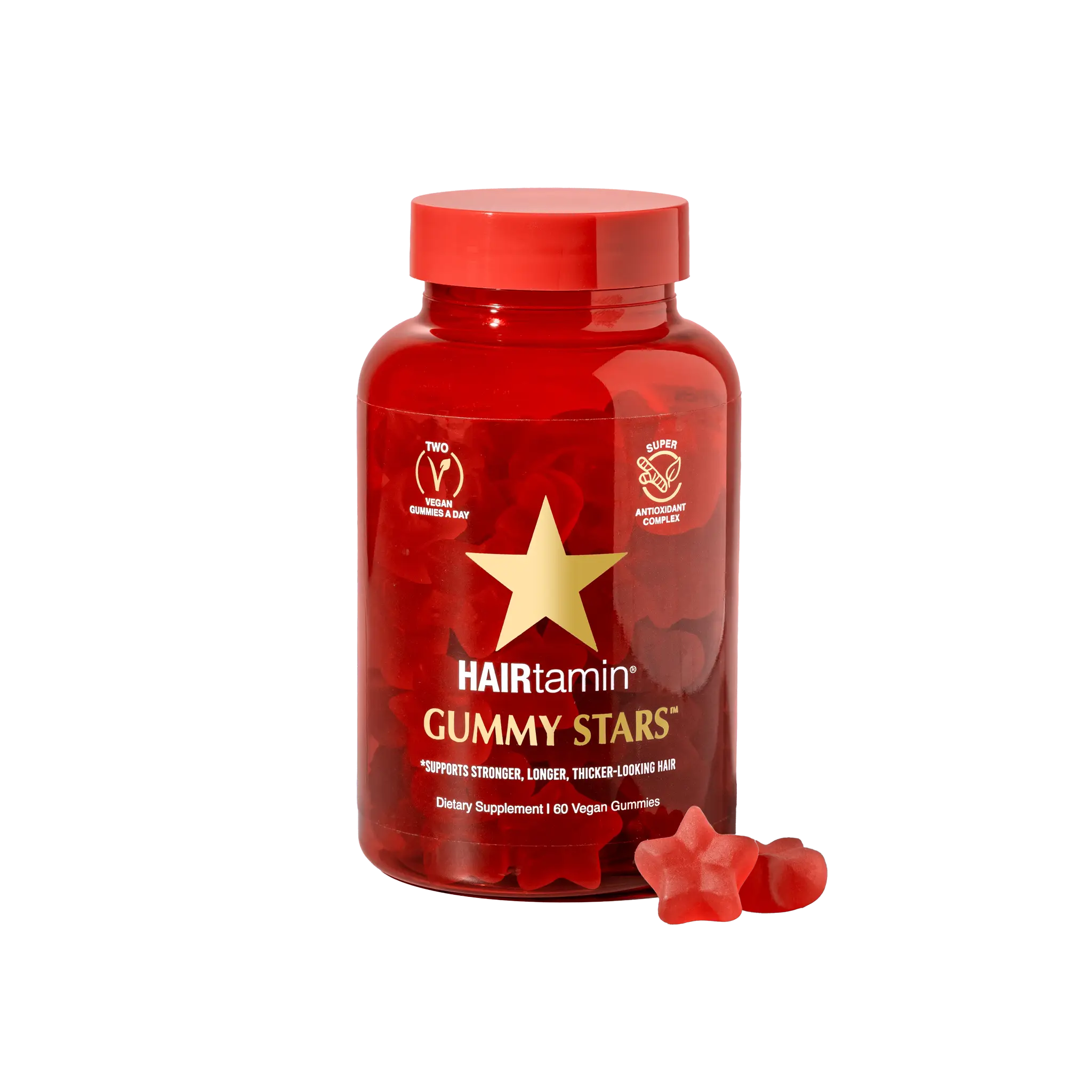 HAIRtamin Gummy Stars - Physician-Formulated Dietary Supplement - Supports Stronger, Longer, Thicker-Looking Hair - Contains Biotin