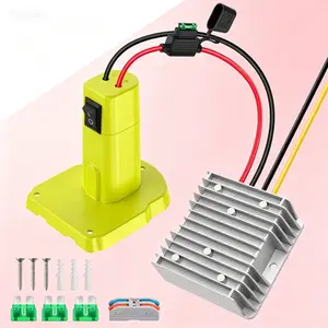 Multi Functional Step Down Converter, DC 12V 20A 240W Buck Module with Switch, Over Discharge Protection, 30A Fuse and Wire Terminals, Compatible with 18V Power Tool Battery to 12V Adapter