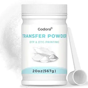Godora DTF Powder White Digital Transfer Hot Melt Adhesive, DTF PreTreat Transfer Powder for Black or Dark Colored Garments, DTF Hot Melt Adhesive Powder for All DTF and DTG Printers, 567g - 20oz