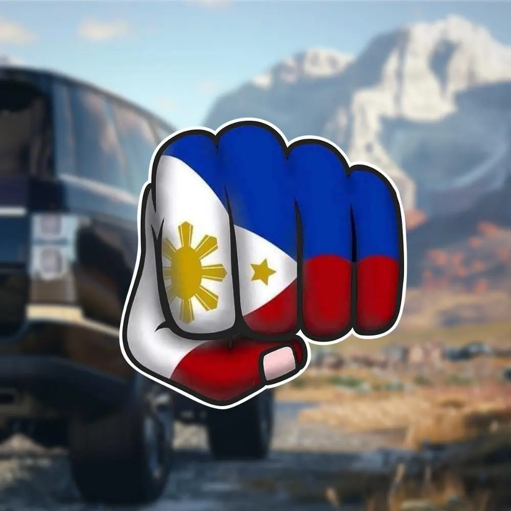 Philippines Flag & Fist Pattern Car Sticker, Waterproof Automotive Decals, Universal Car Exterior Decoration Accessories for Car, Laptop, Helmet