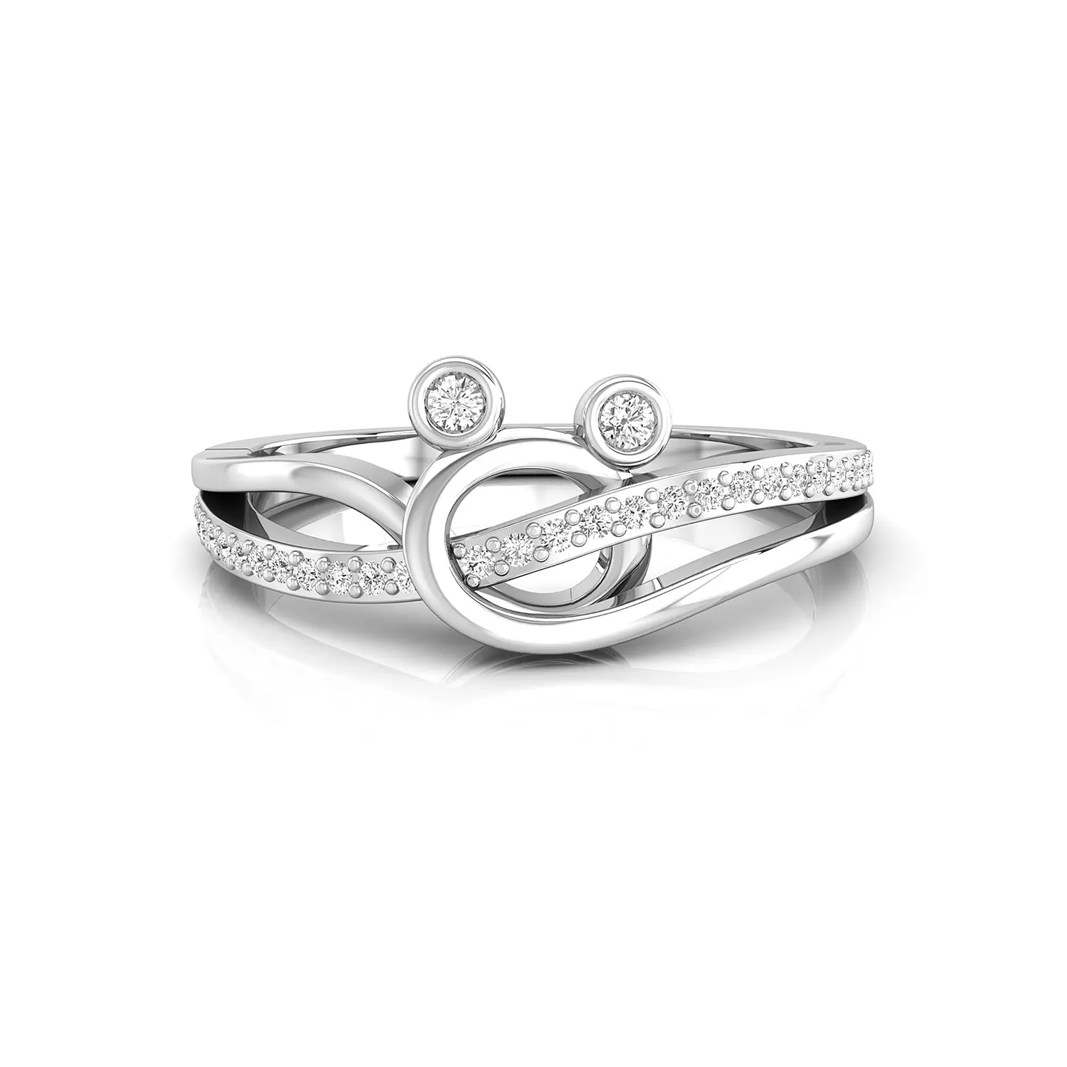 Sparkle with style in this elegant 925 Silver Double Stone Ring featuring a modern Open Circle and crossover design. Crafted with brilliant stones for a chic, contemporary look. Perfect for daily wear, gifting, or stacking with your favorite rings!, Handm