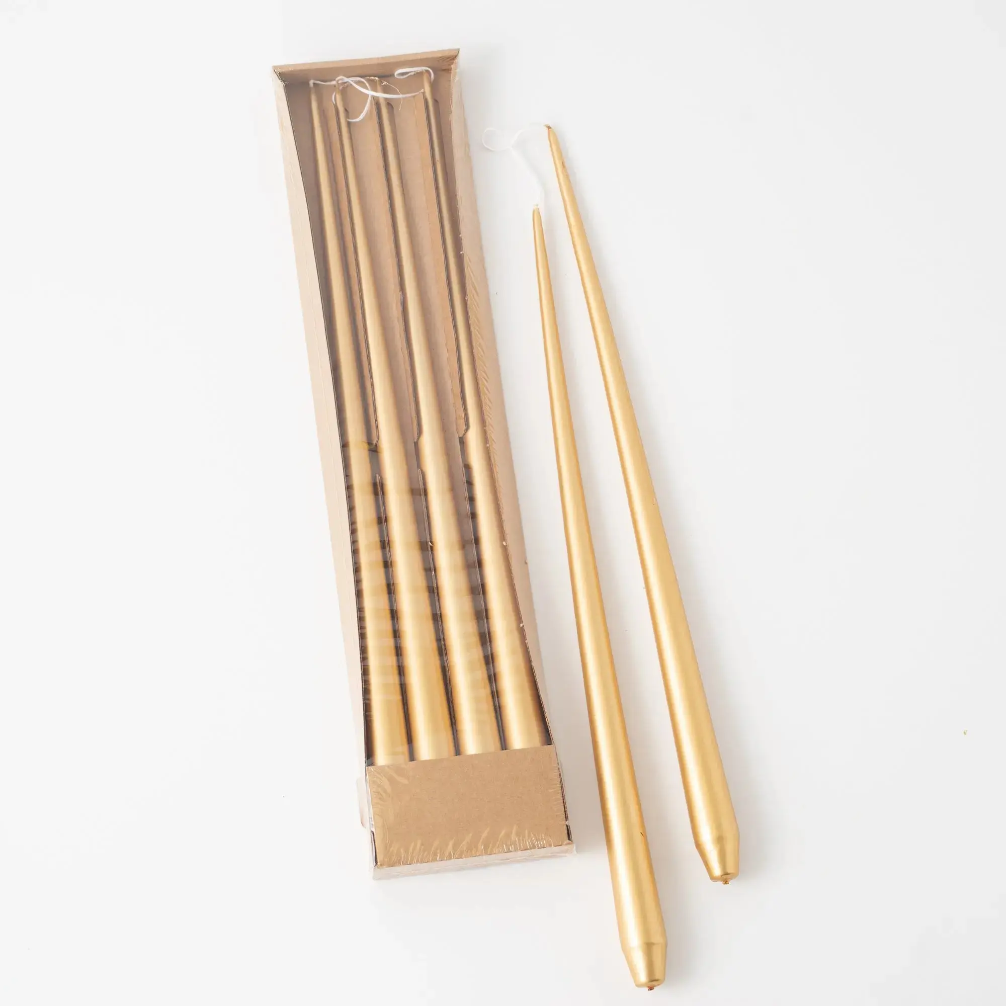 Hand-Dipped Skinny Taper Luxury Wax Candle  - Matte Gold