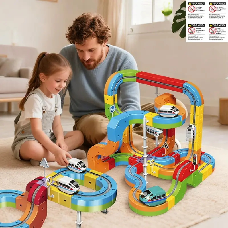 88 Piece Electric Track Car Set, 3D Anti-Gravity Bendable Tracks, 360 ...