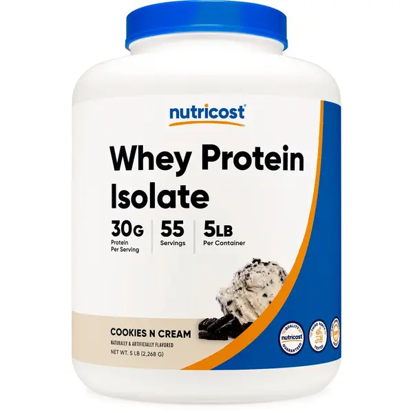 Nutricost Whey Protein Isolate Powder - Cookies N Cream Flavor, 5LB Fitness Supplement with Amino Acids for Muscle Support, Protein Powder