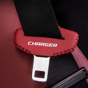 PU Leather Seat Belt Covers for Dodge Charger, Anti-Collision Protective Shields, Automotive Interior Accessories, Model Xinghao A19961208, Car Interior Accessory