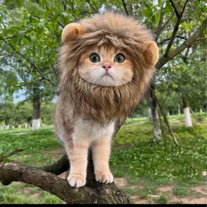 Halloween Lion Mane Costume for Dogs & Cats Classic Design Adjustable Pet Hat for Spooky Season Fun Unique Outfit Easy to Use and Adjust