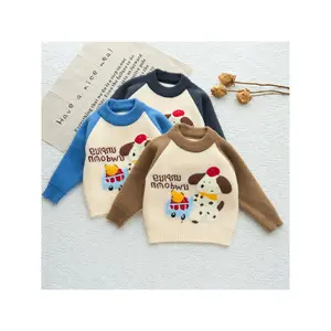 Boys' Thickened Thermal Sweater for Fall & Winter - Soft Light -Friendly Round Neck Base Layer with Windproof Insulation, Cute Dalmatian Puppy & Bone Pattern Design, Warm Indoor/Outdoor Play Clothes for & Kids (Easy Overhead Button Closure)