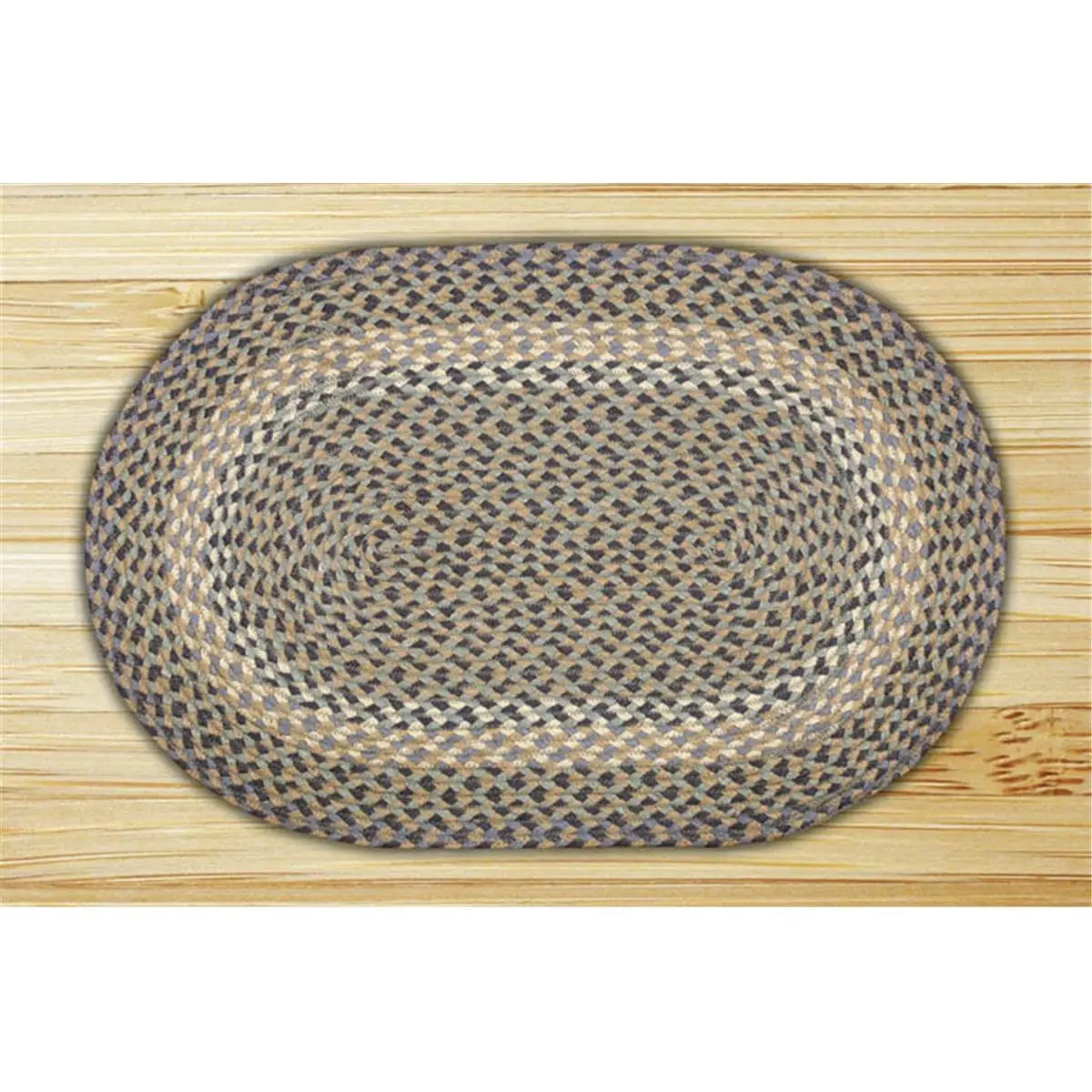 Capitol Earth Rugs 07-005 60 x 96 x 0.25 Oval Jute Fiber Braided Weave Area Rug, Durable, Fire Retardant, Mildew Resistant, Textured, Blue-Natural, Hearth-Safe for Indoor Use