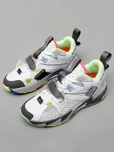 Men's Multicolor Anti-Slip Shock Absorption Basketball Shoes, Fashionable Comfortable High-Top Sports Sneakers, Youth Training Professional