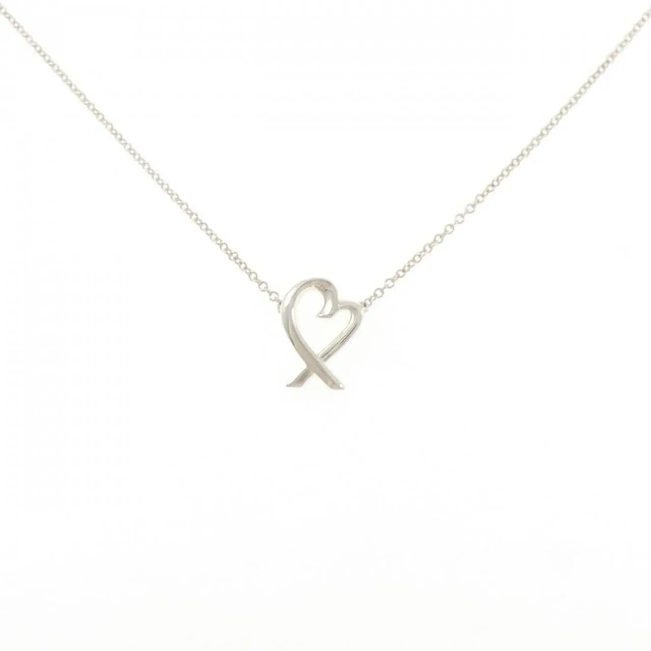 Pre-owned Tiffany & Co. Sterling Silver 925 (Ag925) Small Leather Goods Tiffany Loving Heart 925 Silver Necklace