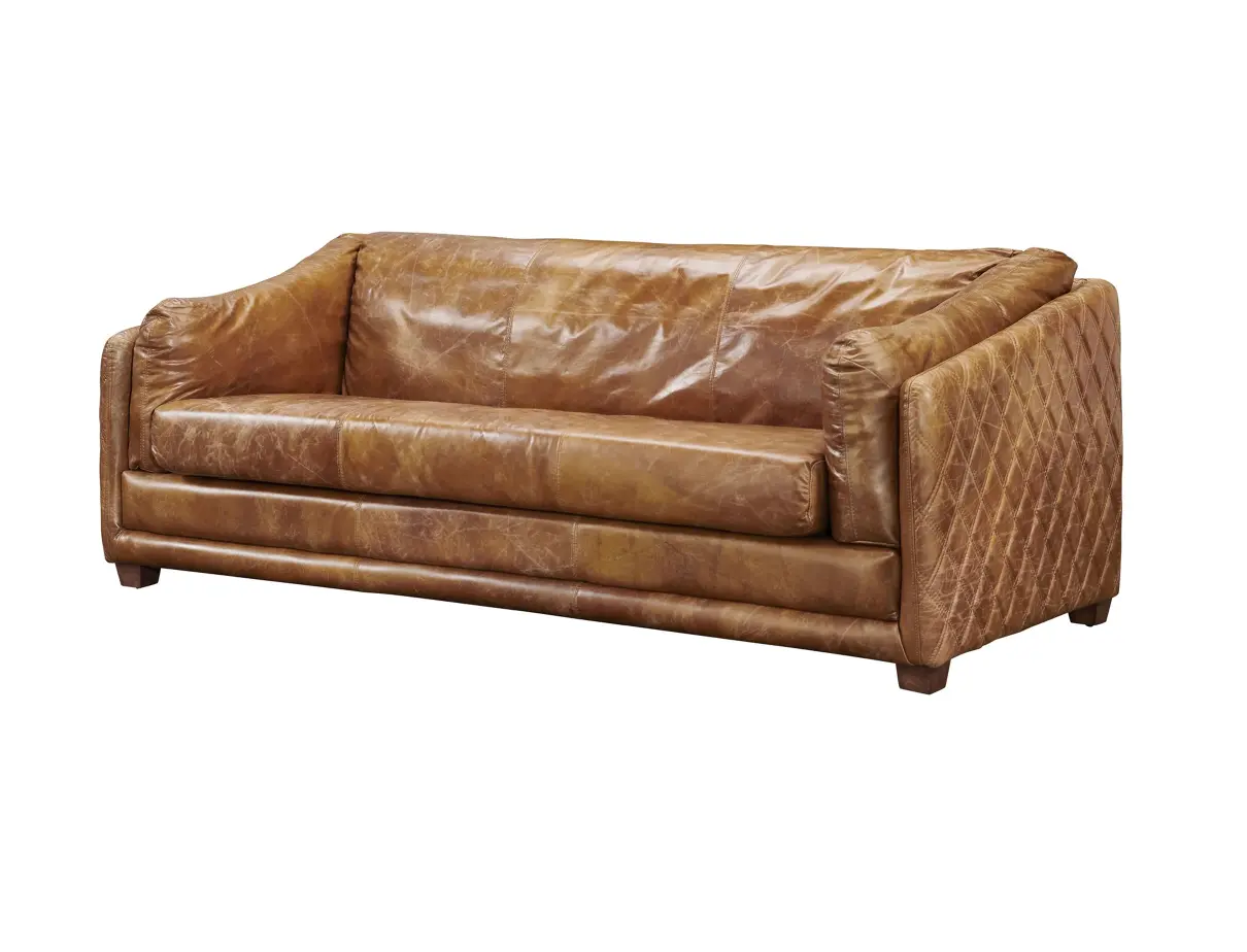 Waco Rustic Modern Sofa - Light Brown Leather