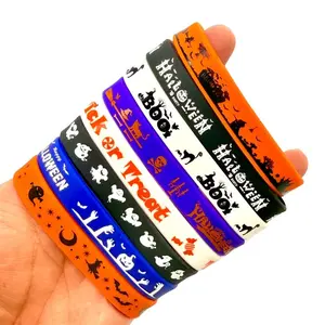 8Pcs Halloween Party Favors Bracelets Rubber Wrist Bands Assorted Gifts for People Halloween Stuff