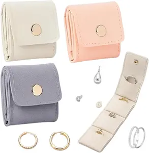 Mini Travel Jewelry Pouch - Foldable Multi-Functional Jewelry Organizer with Buckle for Storing Earrings, Rings, Necklaces