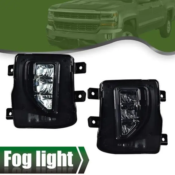 Fit For 2016-2018 Chevy Silverado 1500 LED Smoke Bumper Fog Light Lamps+Switch
