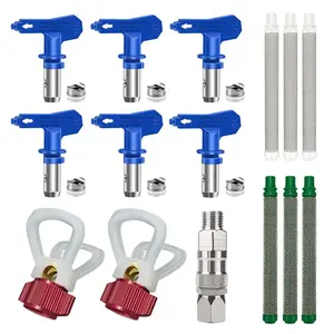 ZHUITU 15Pcs Spray accessories HVLP Quick-Change Tips Set 6 Sizes Tungsten Nozzle 360 Rotation Stainless Filter Hand-Tight Fit gun machinery  maintenance  accessory paint  sprayer  kit por p his spraygun spray  gun  magic spray  paint  quality tool seat