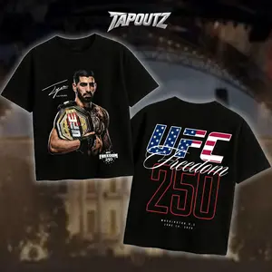 TAPOUTZ UFC Ilia Topuria Freedom 250 Years Men's Shirt, UFC Fighters Tshirt MMA Fan, UFC MMA Shirt, UFC Champions Sports Shirt shirt, Gift for Him Gift For Her, Made In USA.