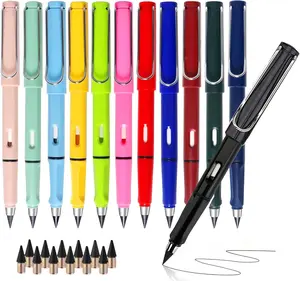 12 count Infinity Forever Pencils for Writing 0.7mm Infinite Everlasting Metal Inkless Pencils Set,Technology Magic Writing Pencil For School Office Professional Use (Multi,12)