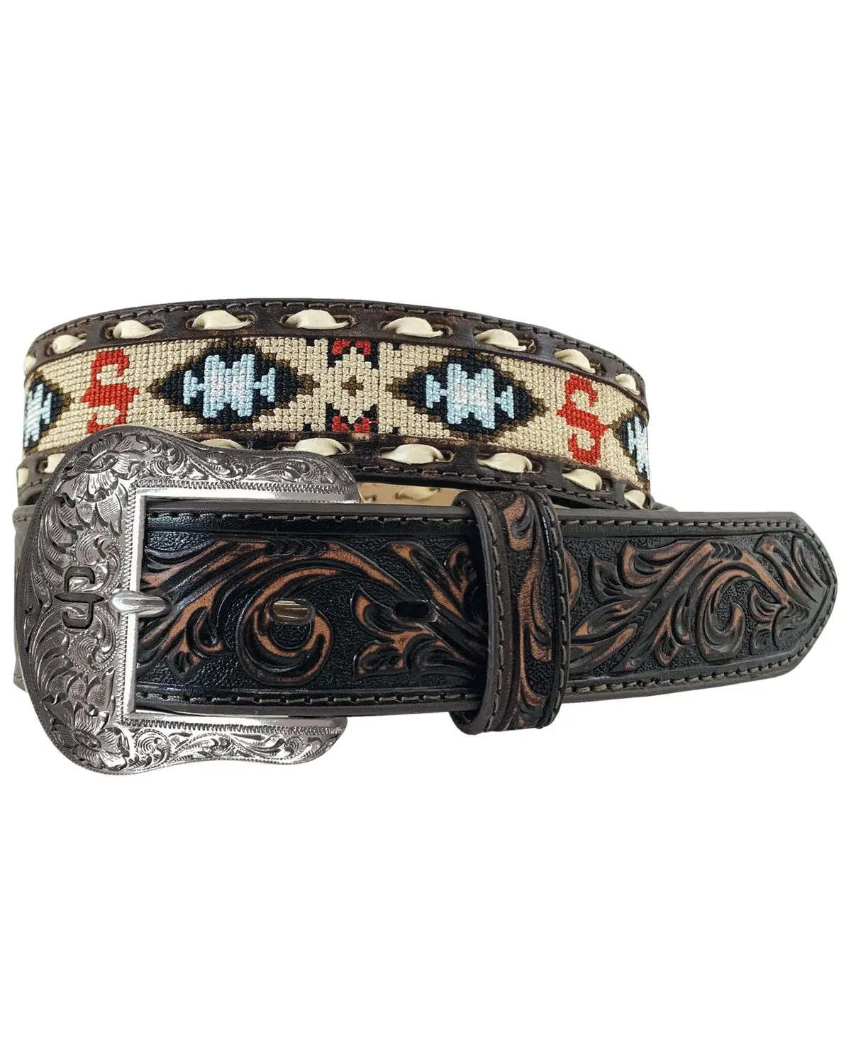 Stetson Men's Men'S Southwestern Tooled Leather Belt - 9912500