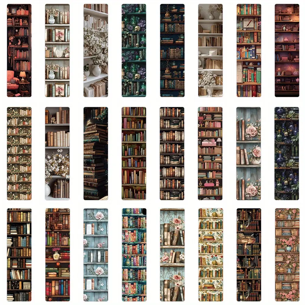 24pcs Book Fragrance Bookcase Non Repetitive Series Simple Handheld Booklet Creative Paper Bookmarks Small Cards Book Decoration Cards Reading Label Cards Book Accessories