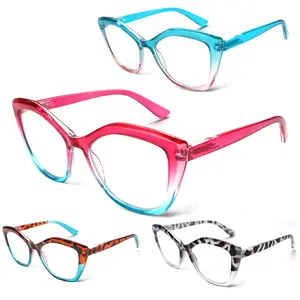 ZOELEAD 4 Pack Reading Glasses Set for Women Blue Light Blocking Stylish Protection Eyewear Lady's Beau Contrast Color Butterfly Frame Readers with Adjustable Spring Hinges Computer Eyeglasses Fashion Accessories for Outdoor Activities