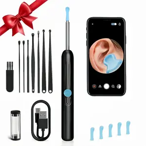 Smart WiFi Visualized Otoscope Cleaning Kit, 5 Replaceable Silicone Tips, Connects to Phones & Tablets, Precision Ear Cleaner, Earwax Removal Tool