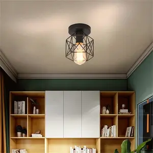 Industrial Vintage E27 Ceiling Light, Bedroom Flush Mount Lamp, LED Modern Simple Living Room Light, Iron Art Corridor Hallway Light, Ceiling Light Fixture
