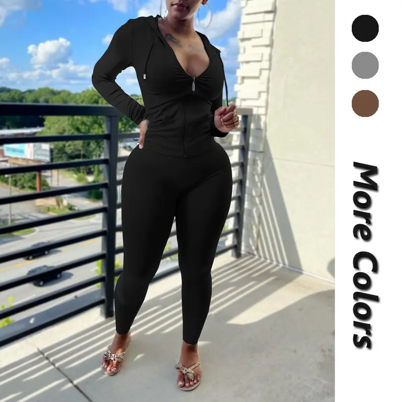 Two Piece Outfits For Women Long Sleeve Bodycon Tracksuit Casual Sweatsuits Bodcyon Tracksuit Jogger Sets