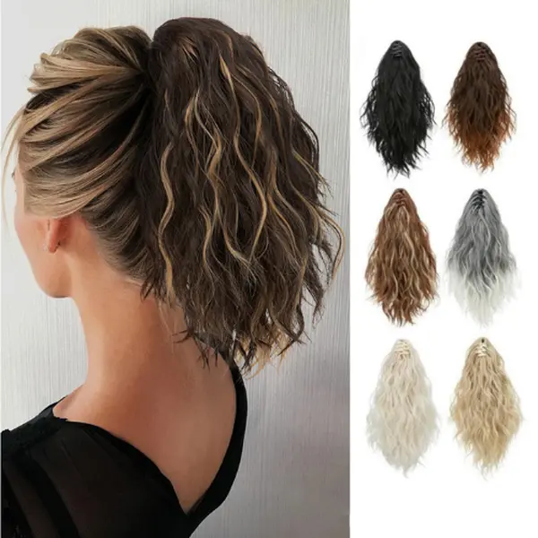 VASILIA Women's Short Curly Ponytail 12-inch/18-inch Synthetic Hair Ponytail Extension Clip-On Curly Wavy Hair Accessory Lightweight Ponytail Add-On Effortlessly Switch Up Your Style Adds Volume and Length Improves Thin Hair Texture
