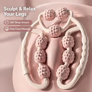Circular Leg Clamp,2025 New Manual Massage Relax Roller with 9 Wheels,Clamp Leg Massager Multifunctional Ring Roller Neck Hand Arm Muscle Relaxer for Indoor Sports Yoga