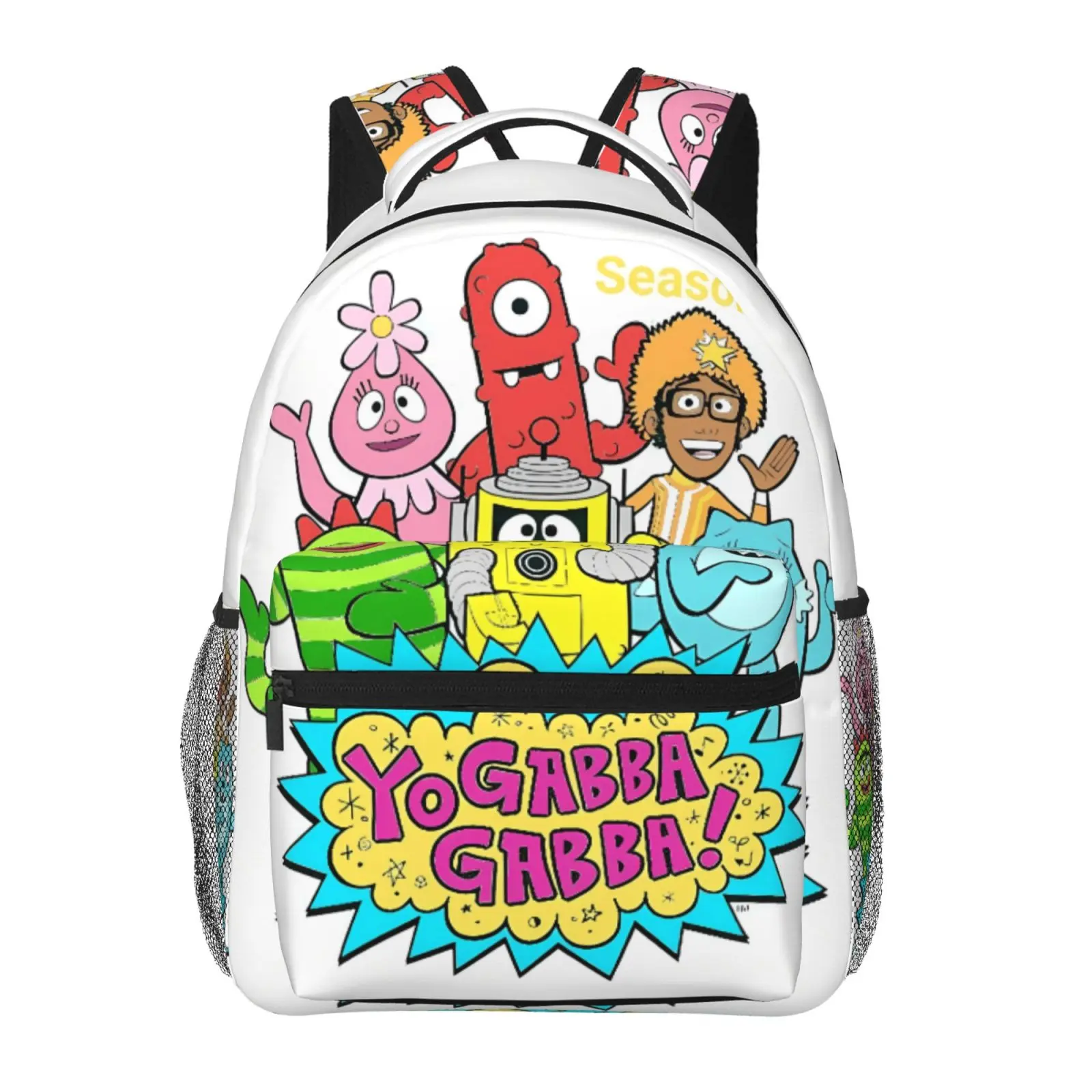 Yo Gabba Gabba Unisex Adult Backpack - Colorful Print, Multi-Pocket, Lightweight Daypack with Adjustable Straps, Zipper Closure, for Work Travel, Backpacks For School