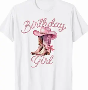 Birthday Cowgirl Western Rodeo Birthday Party T-shirt Fun Country Celebration Style Shirt Trendy Gift for Cowgirl Birthday Lovers Short Sleeve Tees