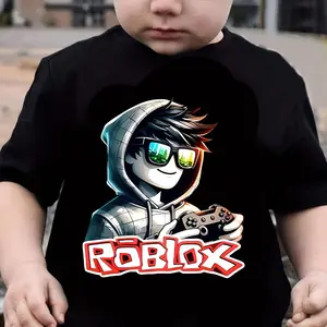 Cool Boys Roblox Cartoon Gaming Boy Graphic Print T-shirt Graphic Fashion T-shirt Comfortable Casual Preppy Style , Outdoor Ready & Perfect Gift