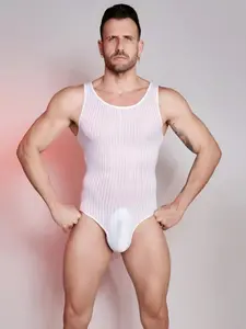 Slimming Sexy Underwear Thin Transparent Tight Fit Invisible High Elastic Vertical Stripes Comfortable One-Piece