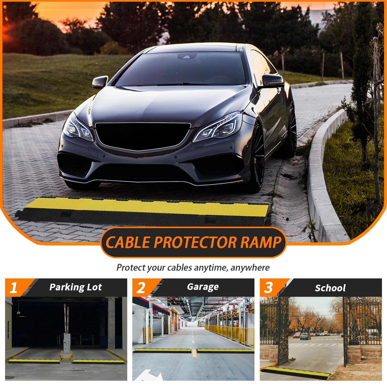 【GARVEE】Heavy Duty Rubber Cable Protector Ramps with Multiple Channels, Load Capacity up to 28000 lbs, Suitable for Driveway, Indoor and Outdoor Use, Protects Wires, Cables, and Hoses, Available in 1 or 3 Pack Options 【GARVEE】Heavy Duty Rubber Cable Protector Ramps with Multiple Channels, Load Capacity up to 28000 lbs, Suitable for Driveway, Indoor and Outdoor Use, Protects Wires, Cables, and Hoses, Available in 1 or 3 Pack Options