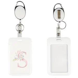 ID Badge Holder with Carabiner & Key Ring, 1 Set Retractable Badge Reel, Identification Badges & Supplies for Teacher Nurse Doctor Student Office, Id Badge Clip