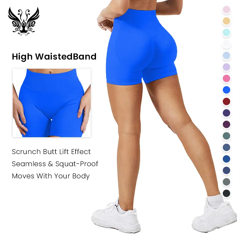 YIZHEN High WaistedBand Scrunch Butt Lift Effect Seamless Workout Shorts for Women High-Rise Tummy-Control Compression Fit Stretchy Breathable Fabric