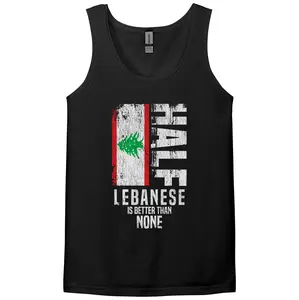 Lebanese Tank Top, Lebanon Flag Tank Top - Half Lebanese Is Better Than None Funny Lebanon Flag Sleeveless T-Shirt