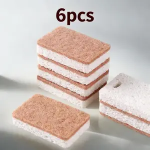 6pc Kitchen Sponge Scrubbers, Non-Sponge Rubber Cleaning Cloths, Unvulcanized Detergent-Free Design, Ideal for Dishwashing