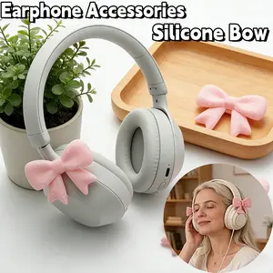 Cute Bowknot Earphone Accessories Set, Charming Earphone Decoration Gifts for Earphone Lovers, Suitable for AirPods, Headphones and Most Wireless/cable Earphones